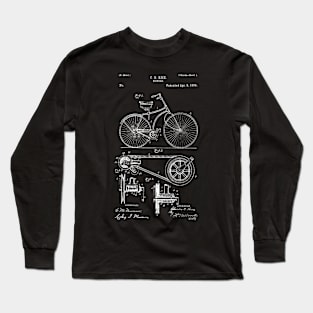 Bicycle Patent White Long Sleeve T-Shirt